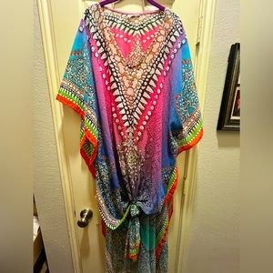 Hot pink animal, print, sheer, long kimono